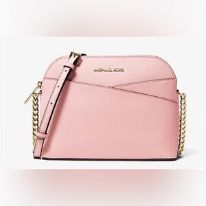 Michael Kors Pink Leather Crossbody with Gold Chain